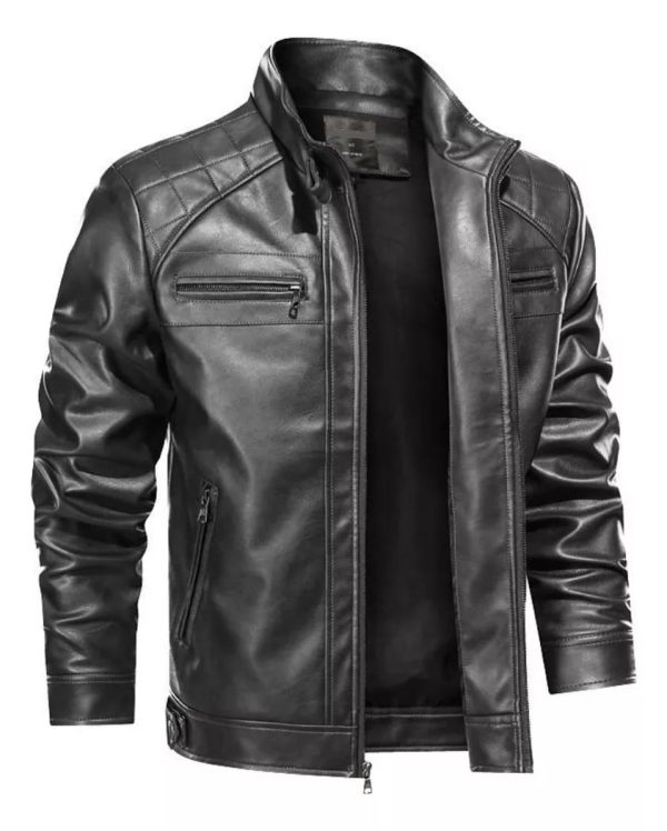Jaqueta De Couro Masculina Slim Forrada - Imagem 2