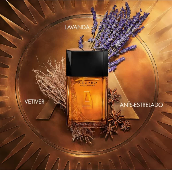 Perfume Masculino Eau de Toilette Clássico Fresco Amadeirado, Fragrância com Notas de Bergamota, Patchouli Couro e Almíscar Azzaro Pour Homme, Frasco com 100ml - Imagem 3