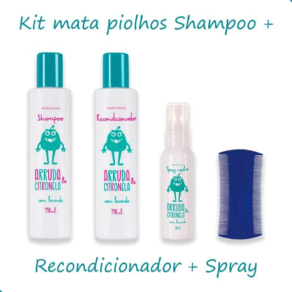 Shampoo Condicionador Spray Antipiolhos Arruda Lavanda