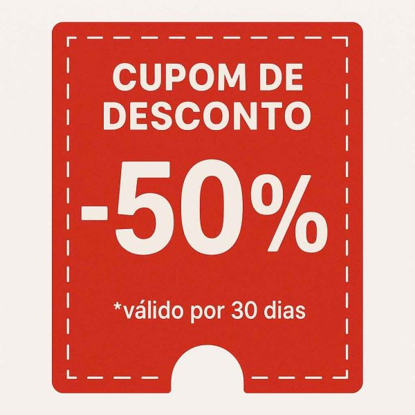 Cupom de desconto de 50%